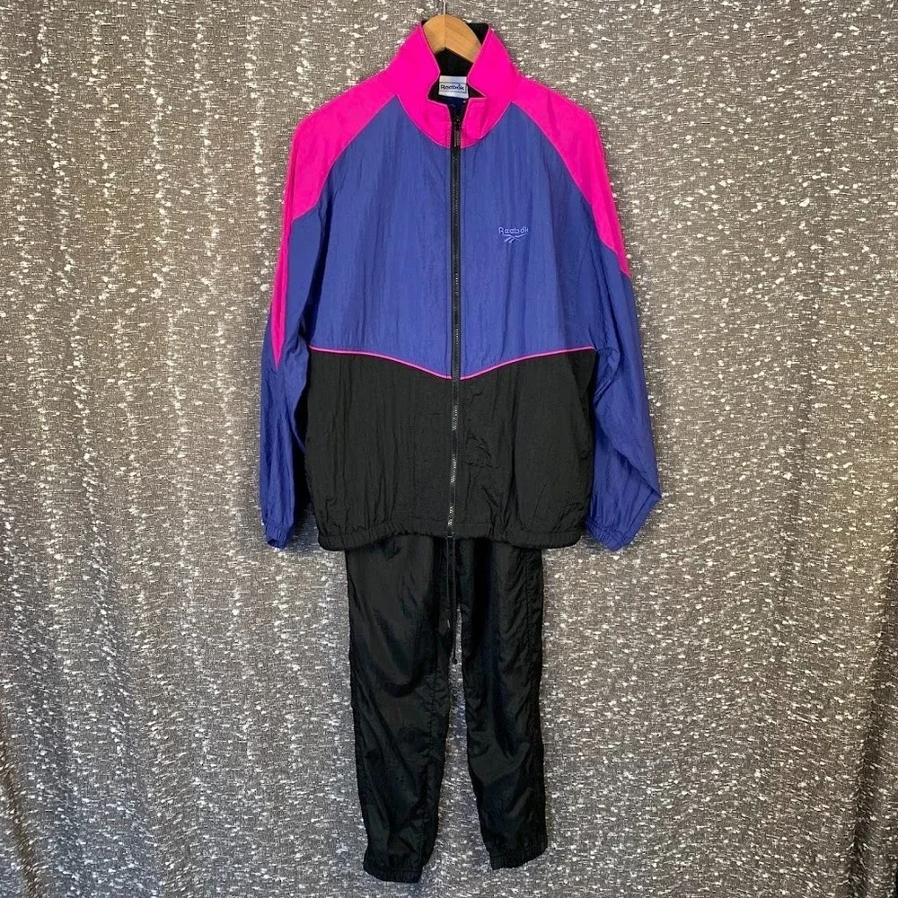 Vintage Reebok Retro Windbreaker Nylon Tracksuit 90s Colorblock Women's Medium‎